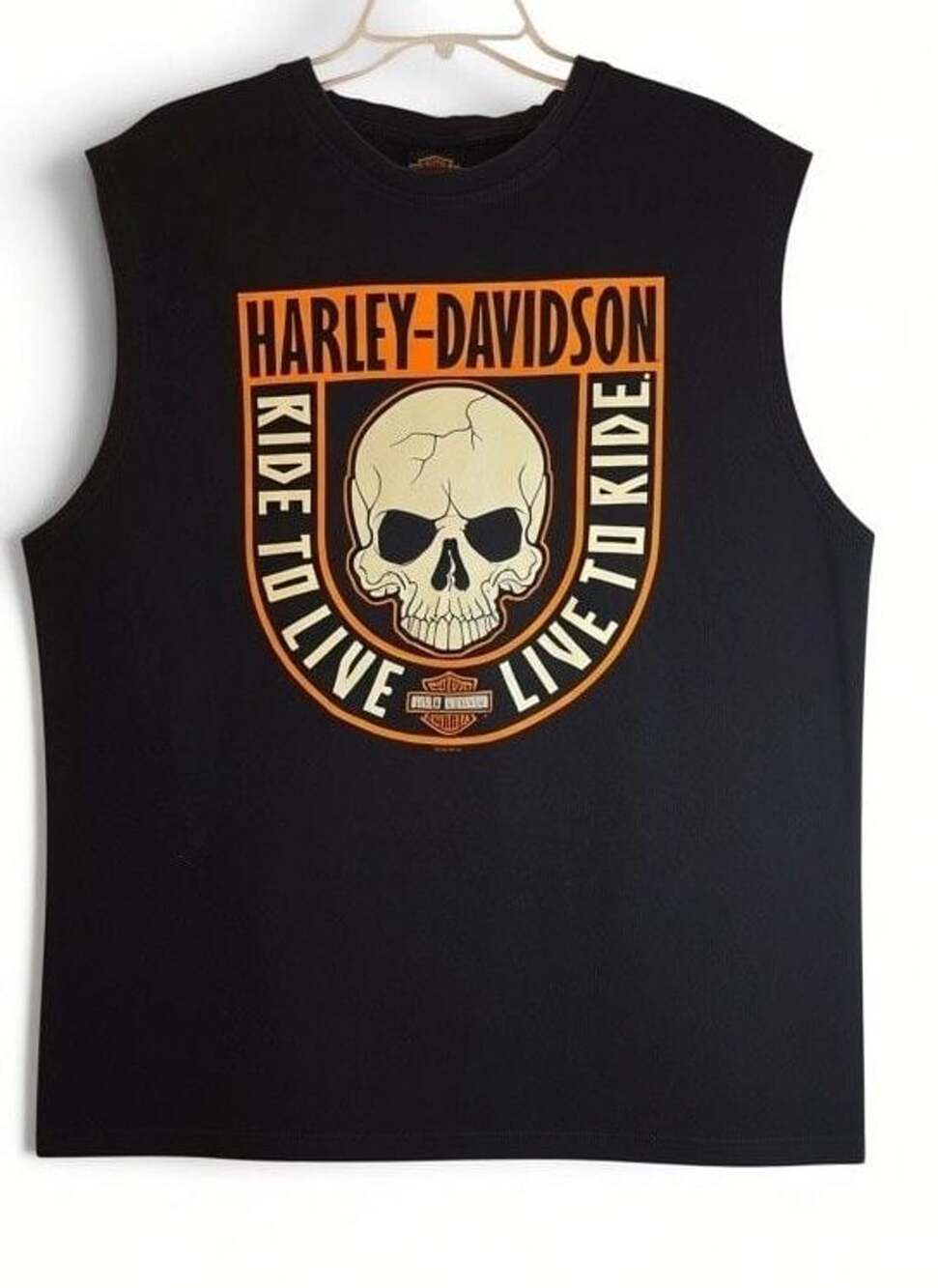 Harley-Davidson Ride to Live Live to Ride Skull Sleeveless Muscle Tee Black 2XL